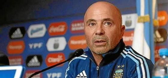 Sampaoli, durante una rueda de prensa con Argentina. Sampaoli, durante una rueda de prensa con Argentina.
