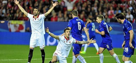 Iborra, en el partido de Champions contra el Leicester. Iborra, en el partido de Champions contra el Leicester.