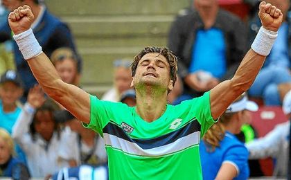 Ferrer celebra su victoria ante Brown. Ferrer celebra su victoria ante Brown.