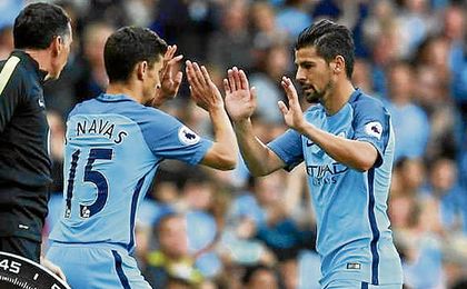 Jesús Navas y Nolito, en un partido del curso pasado con el City. Jesús Navas y Nolito, en un partido del curso pasado con el City.