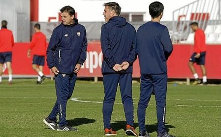 Marcucci, junto a Berizzo, que podría volver a los entrenamientos la próxima semana. Marcucci, junto a Berizzo, que podría volver a los entrenamientos la próxima semana.