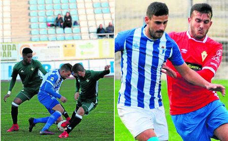 Un futbolista local trata de zafarse de la marca de los béticos Junior Firpo y Julio Gracia/ El Écija sumó su novena semana sin conocer la victoria Un futbolista local trata de zafarse de la marca de los béticos Junior Firpo y Julio Gracia/ El Écija sumó su novena semana sin conocer la victoria