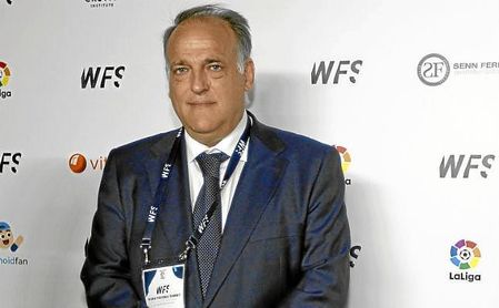 Javier Tebas, durante el Congreso Internacional de Fútbol 2017. Javier Tebas, durante el Congreso Internacional de Fútbol 2017.