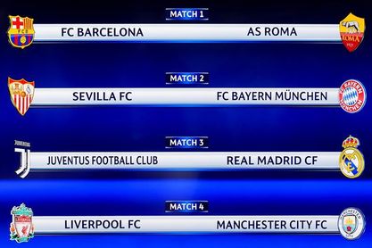 Barça-Roma, Sevilla-Bayern y Juventus-Real Madrid en cuartos Barça-Roma, Sevilla-Bayern y Juventus-Real Madrid en cuartos