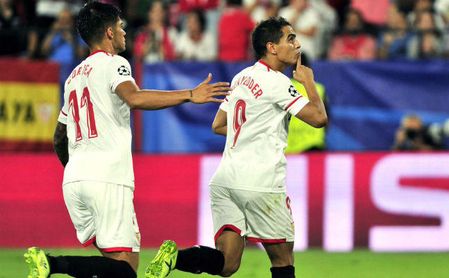Ben Yedder celebra un gol con el Sevilla. Ben Yedder celebra un gol con el Sevilla.