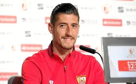 Escudero, en la sala de prensa del Wanda Metropolitano. Escudero, en la sala de prensa del Wanda Metropolitano.