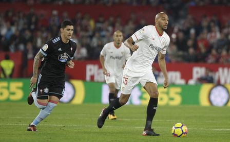 Nzonzi, durante un partido con el Sevilla. Nzonzi, durante un partido con el Sevilla.