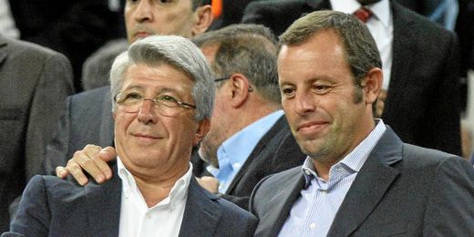 Sandro Rosell y Enrique Cerezo, en el palco del Camp Nou. Sandro Rosell y Enrique Cerezo, en el palco del Camp Nou.
