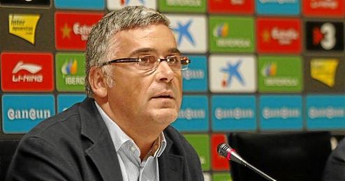 El presidente del Espanyol durante una rueda de prensa. El presidente del Espanyol durante una rueda de prensa.