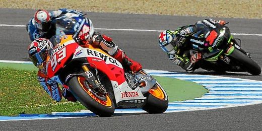 Márquez durante los entrenamientos del GP España en el circuito de Jerez. Márquez durante los entrenamientos del GP España en el circuito de Jerez.