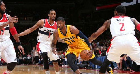 El alero de los Pacers, Paul George, fue el mejor de su equipo con 39 puntos y 12 rebotes. El alero de los Pacers, Paul George, fue el mejor de su equipo con 39 puntos y 12 rebotes.