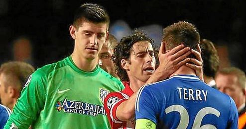 Courtois, tras eliminar al Chelsea en la semifinal de la Champins League. Courtois, tras eliminar al Chelsea en la semifinal de la Champins League.