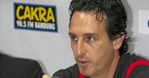 Unai Emery, en la rueda de prensa tras el partido. Unai Emery, en la rueda de prensa tras el partido.
