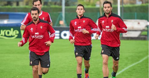 De las Cuevas, Javi Flaño e Íñigo de Frutos en un entrenamiento De las Cuevas, Javi Flaño e Íñigo de Frutos en un entrenamiento