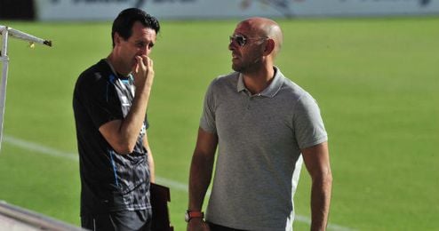 Monchi, junto a Monchi durante un entrenamiento. Monchi, junto a Monchi durante un entrenamiento.