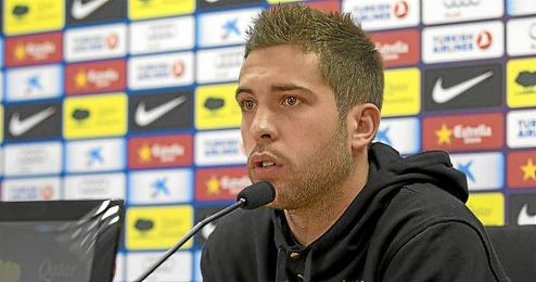 Jordi Alba durante una rueda de prensa. Jordi Alba durante una rueda de prensa.