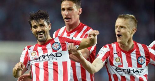 Villa celebrando un gol con el Melbourne City. Villa celebrando un gol con el Melbourne City.