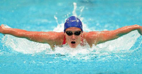 Mireia Belmonte durante los 200 m. mariposa. Mireia Belmonte durante los 200 m. mariposa.