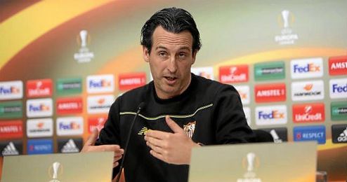 Emery, durante la rueda de prensa de hoy. Emery, durante la rueda de prensa de hoy.