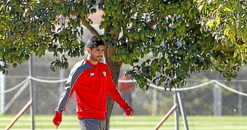 Banega, en un entrenamiento reciente. Banega, en un entrenamiento reciente.