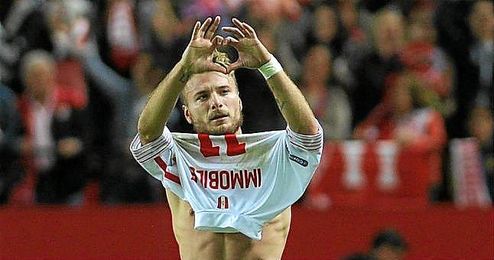 Immobile celebrando su tanto en el Sevilla-Real Madrid. Immobile celebrando su tanto en el Sevilla-Real Madrid.
