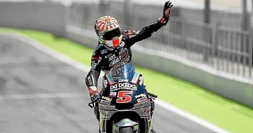 Zarco recordó a Salom en su triunfo en Moto2. Zarco recordó a Salom en su triunfo en Moto2.