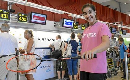 Carolina Marín en uno de sus viajes. Carolina Marín en uno de sus viajes.