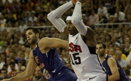 Carmelo durante un partido entre España y Estados Unidos. Carmelo durante un partido entre España y Estados Unidos.