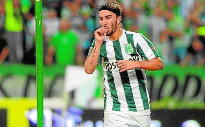 Sebastián Pérez, ahora con la selección colombiana en Río 2016, celebra un gol con Atlético Nacional. Sebastián Pérez, ahora con la selección colombiana en Río 2016, celebra un gol con Atlético Nacional.