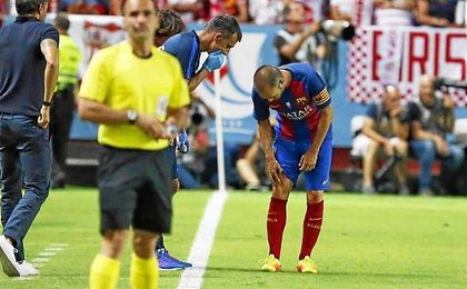 El manchego sufre una distensión de la cápsula posterior de la rodilla derecha. El manchego sufre una distensión de la cápsula posterior de la rodilla derecha.