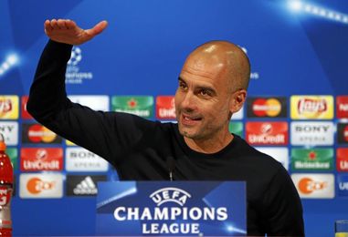 Pep Guardiola en rueda de prensa previa de Champions. Pep Guardiola en rueda de prensa previa de Champions.