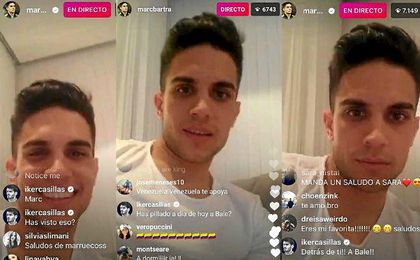 Momento del directo de Marc Bartra en el que aparece Casillas. Momento del directo de Marc Bartra en el que aparece Casillas.