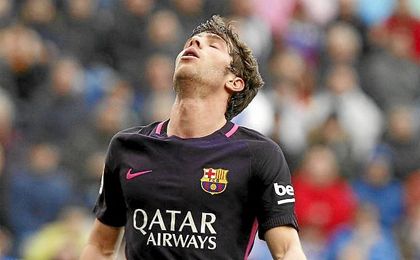 Sergi Roberto lamentándose. Sergi Roberto lamentándose.