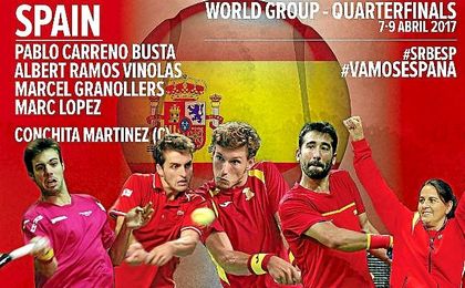 Carreño, Ramos, Granollers y Marc López, equipo español ante Serbia. Carreño, Ramos, Granollers y Marc López, equipo español ante Serbia.