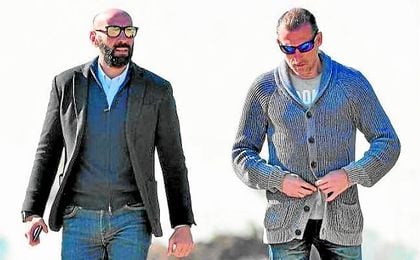 Monchi y Arias presentes en el entrenamiento sevillista. SFC. Monchi y Arias presentes en el entrenamiento sevillista. SFC.
