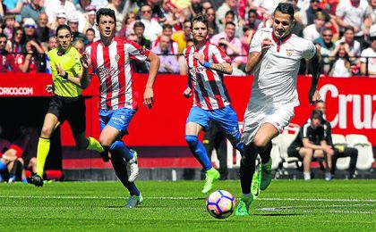 Vitolo, ante el Sporting, fue el jugador que más ganas le puso. Vitolo, ante el Sporting, fue el jugador que más ganas le puso.