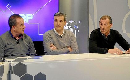 Ramón Vázquez, Miguel Ángel Gómez y Óscar Arias, en la televisión del club. Ramón Vázquez, Miguel Ángel Gómez y Óscar Arias, en la televisión del club.