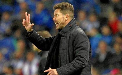 Simeone, en el estadio del Espanyol. Simeone, en el estadio del Espanyol.