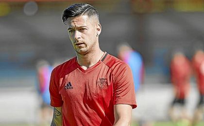 Sergio León, en un entrenamiento de Osasuna. Sergio León, en un entrenamiento de Osasuna.
