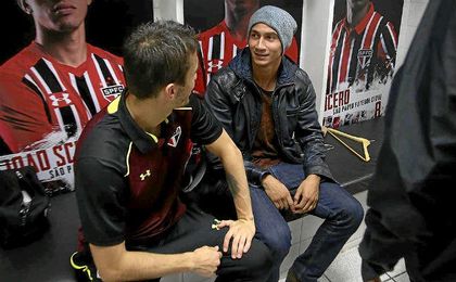 Ganso, en el vestuario de Sao Paulo. Ganso, en el vestuario de Sao Paulo.