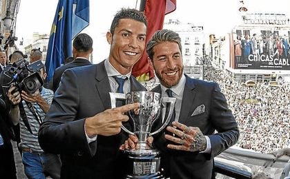 Ronaldo, en la celebración de la conquista de la Liga. Ronaldo, en la celebración de la conquista de la Liga.