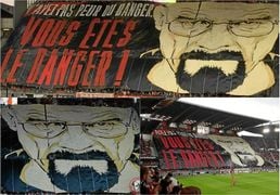 El espectacular tifo del Rennes a lo 'Breaking Bad' ante el Lyon