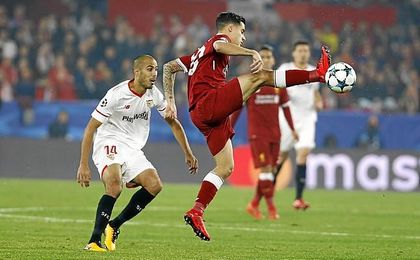 Coutinho, durante el partido del Sánchez-Pizjuán. Coutinho, durante el partido del Sánchez-Pizjuán.