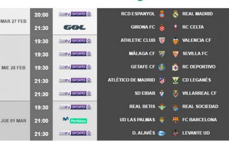 Horarios de la jornada 26: Málaga-Sevilla, el miércoles y Betis-Real Sociedad, el jueves Horarios de la jornada 26: Málaga-Sevilla, el miércoles y Betis-Real Sociedad, el jueves