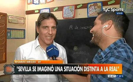 Berizzo, durante su aparición ante las cámaras de TyC Sports. Berizzo, durante su aparición ante las cámaras de TyC Sports.