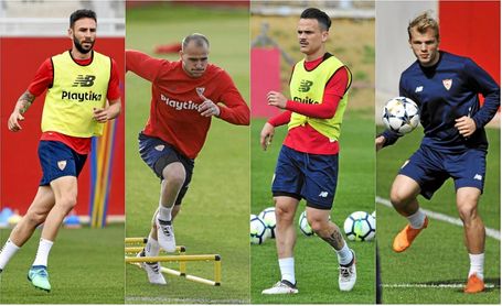 Layún, Sandro, Roque Mesa y Geis, los cedidos del Sevilla. Layún, Sandro, Roque Mesa y Geis, los cedidos del Sevilla.