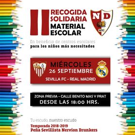 La peña sevillista Nervión Drunkers organiza hoy su II recogida de material escolar La peña sevillista Nervión Drunkers organiza hoy su II recogida de material escolar