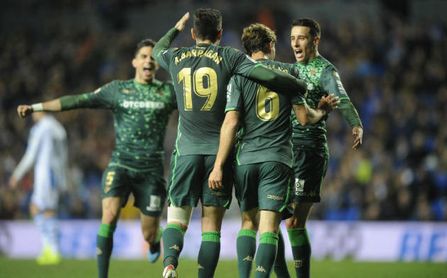 Partido de vuelta de octavos de la Copa del Rey. En la imagen, Canales celebra un tanto. Partido de vuelta de octavos de la Copa del Rey. En la imagen, Canales celebra un tanto.