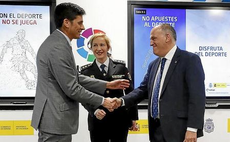 Javier Tebas, en el acto ´Con el Deporte no se juega´. Javier Tebas, en el acto ´Con el Deporte no se juega´.