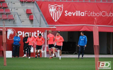 Sarabia, uno de los ausentes de inicio en el entrenamiento. Sarabia, uno de los ausentes de inicio en el entrenamiento.